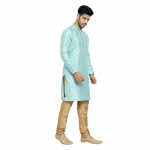 Men's Silk Printed Kurta & Churidar Pyjama Set
